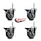 Service Caster 4 Inch Thermoplastic  Rubber Wheel Swivel 58 Inch Threaded Stem Caster Set with Brake SCC SCC-TS20S414-TPRB-PLB-58212-4 - alternate 4